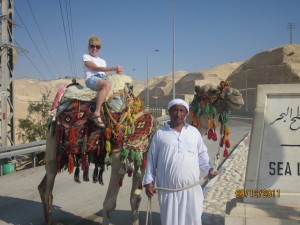 My first camel ride along the road leaving Jerusalem.