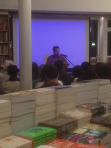 For some reason behind the book table is always my preferred spot at Greenlight readings.