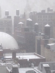 snowy water towers